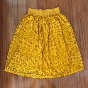 Metro Wear Mustard Lace A-Line Skirt